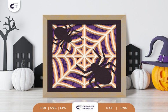 3D Halloween Spider Web Papercut Design